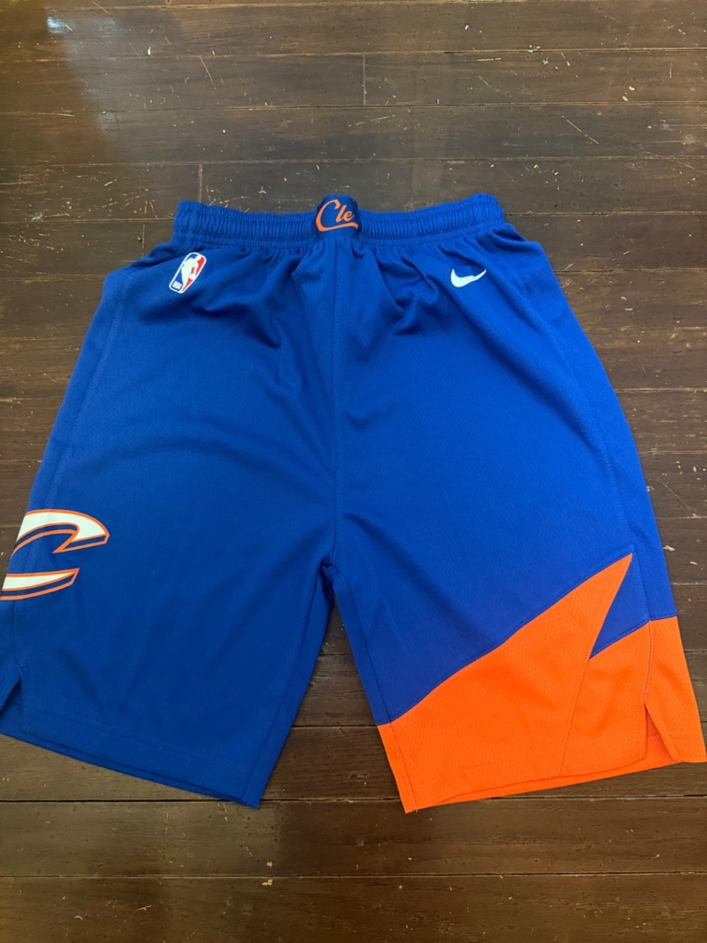 Nike Boys Cleveland Cavaliers Blue and Orange Basketball Shorts